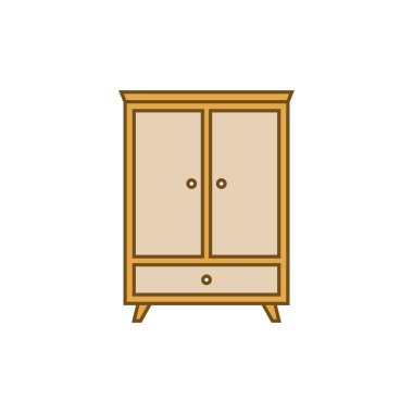 Kabine Çekmeceleri Simge Vektör Şablonu Çizim Tasarımı