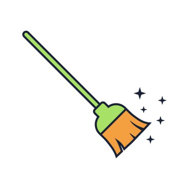 Süpürge Temizleme Servisi Simge Vektör Şablonu EPS 10
