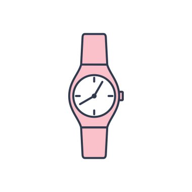 Kol Saati Simge Vektör Şablonu, Düz Tasarım Çizim Tasarımı