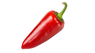 Şeffaf arkaplanda kırmızı kırmızı biber izole edilmiş.