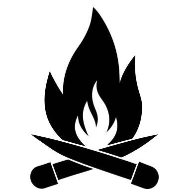 Kamp ateşi bıçak ikonu beyaz arka planda izole edildi. Kamp ateşi vektör çizimi tasarımı