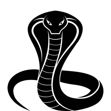 Beyaz arka planda izole edilmiş kobra silueti. Kobra işaret vektör çizimi tasarımı