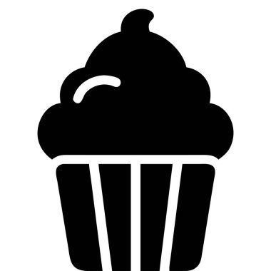 Kek siyah doldurulmuş simge beyaz arkaplanda izole edildi. Kek işareti vektör illüstrasyon tasarımı