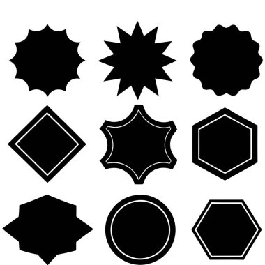 Beyaz arkaplanda boş stil etiketi var. Çıkartma işareti vektör çizimi tasarımı