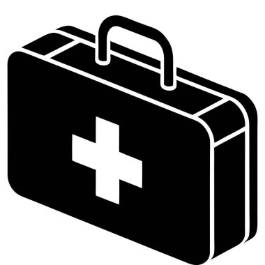 İlk yardım çantası simgesi beyaz arkaplanda izole edildi. Yardımcı kit imza vektör illüstrasyon tasarımı