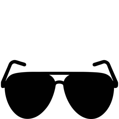 Güneş gözlüğü simgesi silueti beyaz arkaplanda izole edildi. Gözlükler vektör illüstrasyon tasarımı