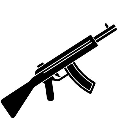 Sten silueti beyaz arka planda izole edildi. Silah işareti vektör illüstrasyon tasarımı