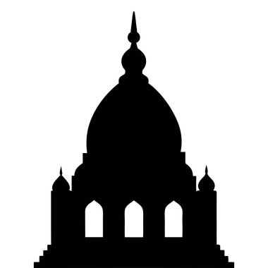 Tapınak kubbesi beyaz arka planda izole edilmiş. Tapınak işareti vektör illüstrasyon tasarımı