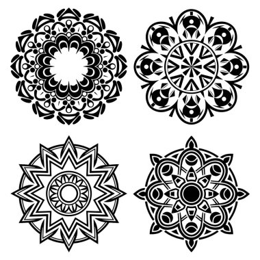 Zarif Mandala siluet Vektör Sanat the 124; Premium Karmaşık Yazdırma, Giysi ve Dekor Tasarımı