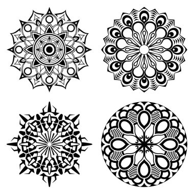 Zarif Mandala siluet Vektör Sanat the 124; Premium Karmaşık Yazdırma, Giysi ve Dekor Tasarımı
