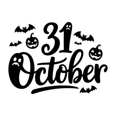 31 Ekim Tipografi Tasarımı - 31 Ekim için Ürkütücü Cadılar Bayramı Vektör Sanatı