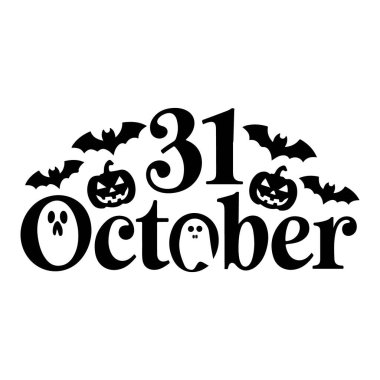 31 Ekim Tipografi Tasarımı - 31 Ekim için Ürkütücü Cadılar Bayramı Vektör Sanatı