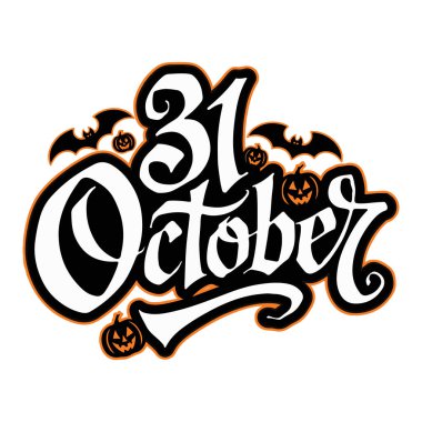 31 Ekim Tipografi Tasarımı - 31 Ekim için Ürkütücü Cadılar Bayramı Vektör Sanatı