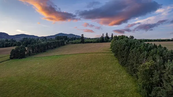 Tepelerin üzerinden gün batımının güzel bir görüntüsü.
