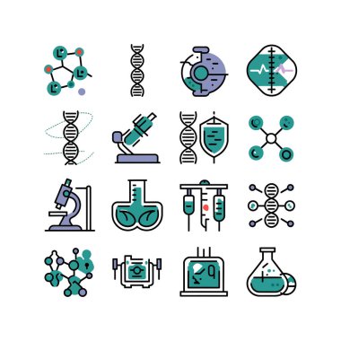 Biyoteknoloji DNA Simgeleri Yaratıcı Sağlık ve Bilimsel Resimler İçin Ayarlandı