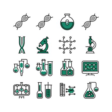 DNA and Biotechnology Icon Bundle for Health and Science Related Graphics clipart