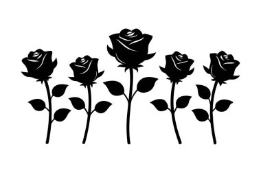 Charming Rose Combo Silhouette Vector for Nature-Themed Designs clipart