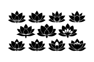 Lotus Flower Silhouette Clipart Bundle clipart