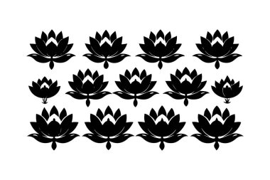 Lotus Flower Vector Silhouette Art Set clipart