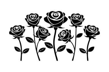 Stylish Rose Combo Silhouette Vector for Graphic Design Projects clipart