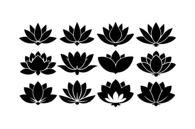 Stylized Lotus Flower Silhouette Collection clipart