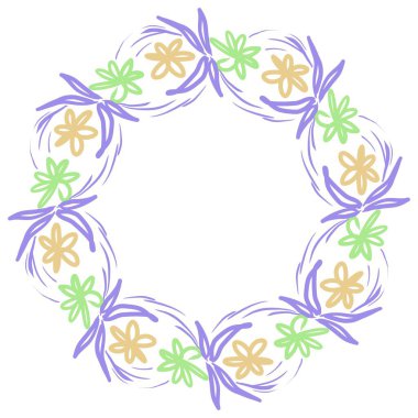 Doğal temalı ve beyaz arkaplanlı çiçek çemberleri tasarım amaçlı kullanılabilir