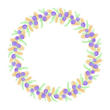 Doğal temalı ve beyaz arkaplanlı çiçek çemberleri tasarım amaçlı kullanılabilir