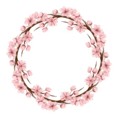 Doğal temalı ve beyaz arkaplanlı çiçek çemberleri tasarım amaçlı kullanılabilir