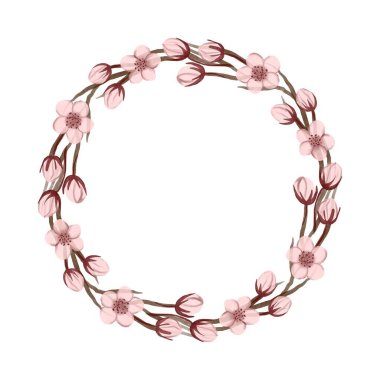 Doğal temalı ve beyaz arkaplanlı çiçek çemberleri tasarım amaçlı kullanılabilir