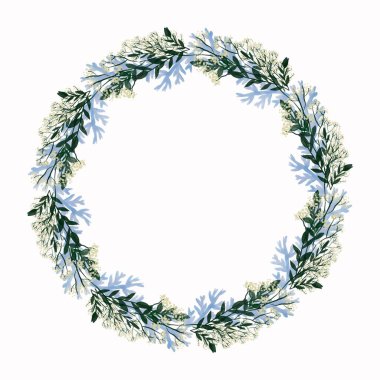 Doğal temalı ve beyaz arkaplanlı çiçek çemberleri tasarım için kullanılabilir