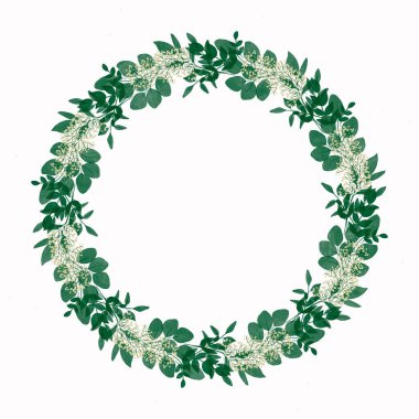 Doğal temalı ve beyaz arkaplanlı çiçek çemberleri tasarım için kullanılabilir