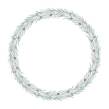 Doğal temalı ve beyaz arkaplanlı çiçek çemberleri tasarım için kullanılabilir