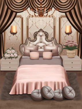 Güzel ve büyüleyici oda iç tasarım düzenlemesi