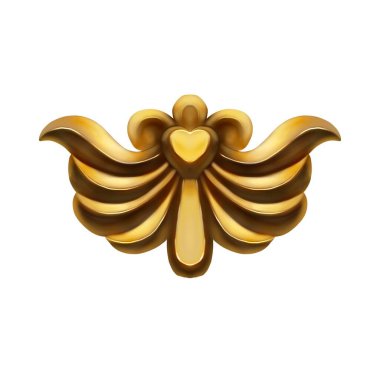 Tasarım ihtiyaçları için beyaz bir arkaplan önünde izole altın süsleme