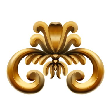 Tasarım ihtiyaçları için beyaz bir arkaplan önünde izole altın süsleme