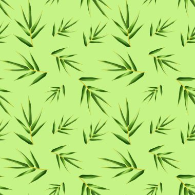 Yarı gerçekçi bambu yaprağı deseni. El yapımı yaprak deseni. Beyaz arka planda yaprak izole edilmiş. Bahar, yaz, sonbahar mevsimi konsepti, Paskalya, doğa. Kart, baskı ve kapak için tasarım