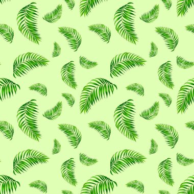 Yarı gerçekçi, pürüzsüz palmiye yaprağı deseni. El yapımı yaprak deseni. Beyaz arka planda yaprak izole edilmiş. Bahar, yaz, sonbahar mevsimi konsepti, Paskalya, doğa. Kart, baskı ve kapak için tasarım