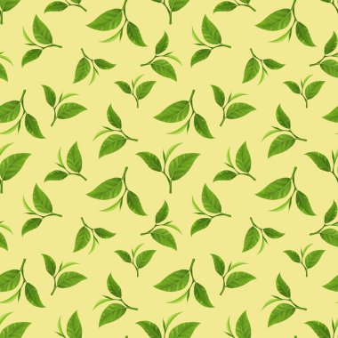 Yarı gerçekçi, kusursuz çay yaprağı deseni. El yapımı yaprak deseni. Beyaz arka planda yaprak izole edilmiş. Bahar, yaz, sonbahar mevsimi konsepti, Paskalya, doğa. Kart, baskı ve kapak için tasarım
