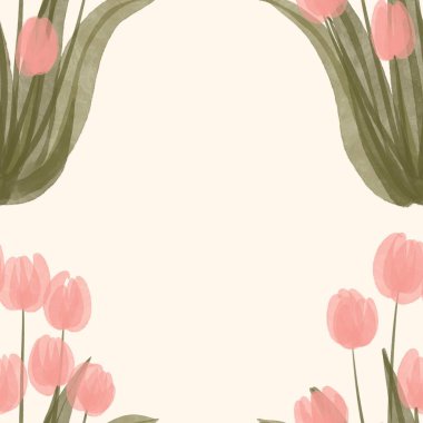 Kusursuz suluboya kapaklar, notlar, yumuşak arkaplan renkleri için eşsiz çiçek desenli arka plan. Suluboya sanat eseri. Çiçek sapı. Pembe Yeşil çiçek