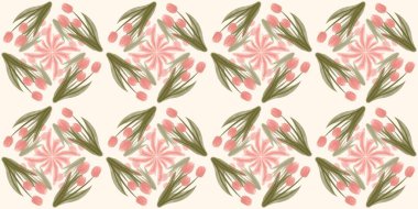 Kusursuz suluboya kapaklar, notlar, yumuşak arkaplan renkleri için eşsiz çiçek desenli arka plan. Suluboya sanat eseri. Çiçek sapı. Pembe Yeşil çiçek