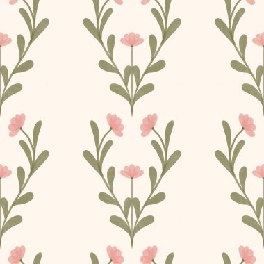 Kusursuz suluboya kapaklar, notlar, yumuşak arkaplan renkleri için eşsiz çiçek desenli arka plan. Suluboya sanat eseri. Çiçek sapı. Pembe çiçek.