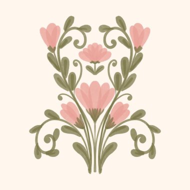 Kusursuz suluboya kapaklar, notlar, yumuşak arkaplan renkleri için eşsiz çiçek desenli arka plan. Suluboya sanat eseri. Çiçek sapı. Pembe çiçek.