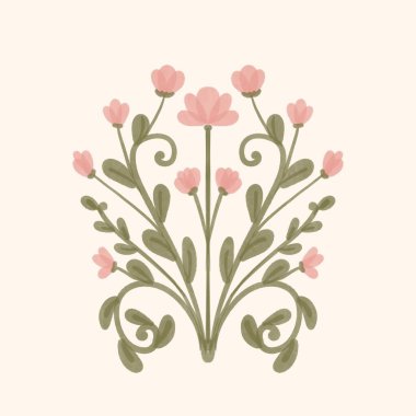 İsimsiz Sanatsal Çalışmalar Kusursuz suluboya ve kapaklar için eşsiz çiçek desenli arka plan, yumuşak arkaplan rengi. Suluboya sanat eseri. Çiçek sapı. Pembe çiçek.