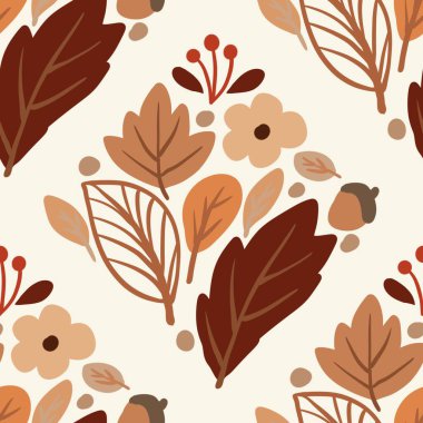 Güz Kış Şablonu Kapak, Bayrak ve Notlar için Arkaplan Çizimi. Sonbahar Estetik Arkaplanı. Bitki ve Çiçek Desenli Arkaplan. 