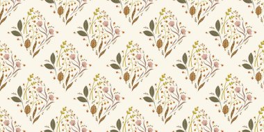 Güz Kış Şablonu Kapak, Bayrak ve Notlar için Arkaplan Çizimi. Sonbahar Estetik Arkaplanı. Bitki ve Çiçek Desenli Arkaplan. 