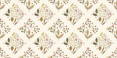 Güz Kış Şablonu Kapak, Bayrak ve Notlar için Arkaplan Çizimi. Sonbahar Estetik Arkaplanı. Bitki ve Çiçek Desenli Arkaplan. 