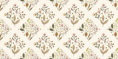 Güz Kış Şablonu Kapak, Bayrak ve Notlar için Arkaplan Çizimi. Sonbahar Estetik Arkaplanı. Bitki ve Çiçek Desenli Arkaplan. 