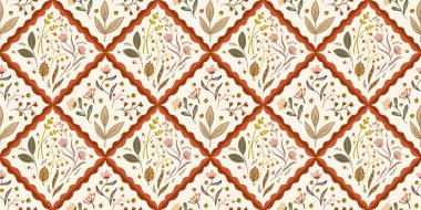 Güz Kış Şablonu Kapak, Bayrak ve Notlar için Arkaplan Çizimi. Sonbahar Estetik Arkaplanı. Bitki ve Çiçek Desenli Arkaplan. 