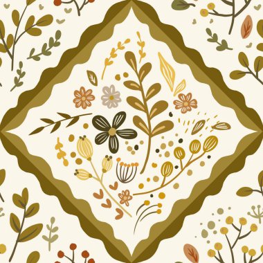 Güz Kış Şablonu Kapak, Bayrak ve Notlar için Arkaplan Çizimi. Sonbahar Estetik Arkaplanı. Bitki ve Çiçek Desenli Arkaplan. 