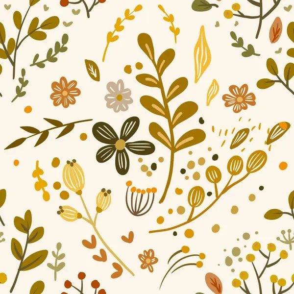 Güz Kış Şablonu Kapak, Bayrak ve Notlar için Arkaplan Çizimi. Sonbahar Estetik Arkaplanı. Bitki ve Çiçek Desenli Arkaplan. 